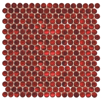 Cayenne Decorative Coral Shimmer 3/4" Penny Round Glass Mosaic Wall Tile