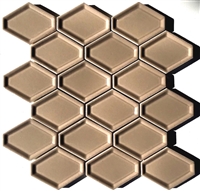 Concave Hexagon Taupe Soft Gray Oblong Ceramic Mosaic Tile
