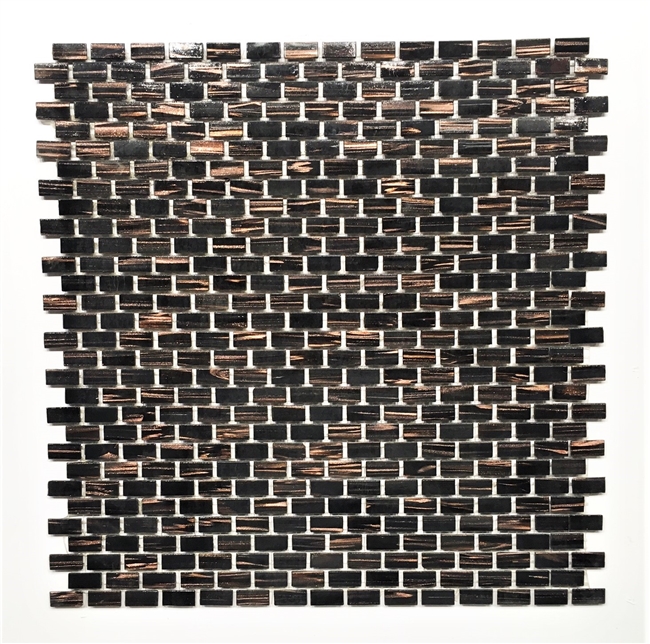 Mini Brick Copper Bronze Fleck Glimmer Glass Mosaic Tile