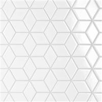 Diamond Shape Rhombus Glossy White 10-1/2" x 12-1/8" Porcelain Mosaic Tile