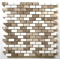 Mini Brick Beige Emperador and Vanilla .5x1 Mix Marble Mosaic