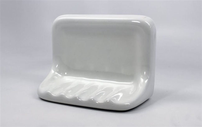 Soap Dish White Ceramic Thinset Mount 6-1/2" x 4-7/8"