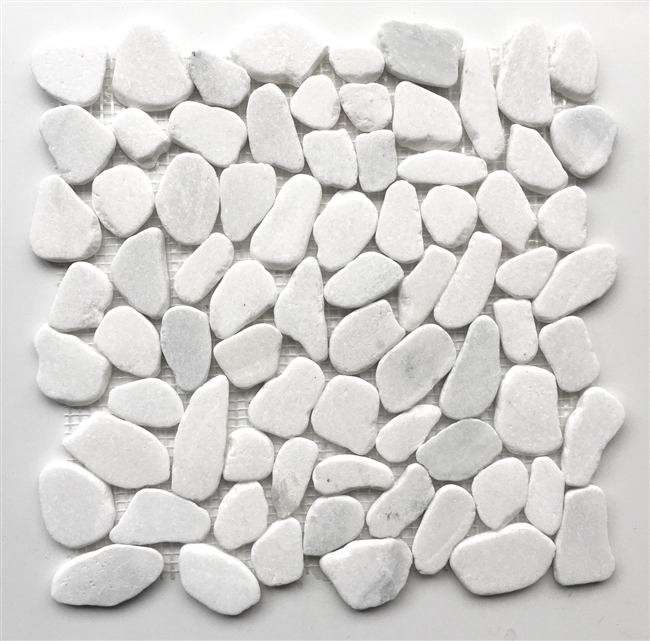 Carrara White Marble 12x12 Pebble Stone Mosaic Floor Tile