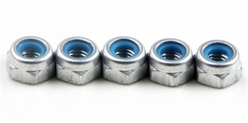KYO1-N3033NA-S Kyosho Silver Aluminum Nylon Nut M3x3.3mm - Package of 5