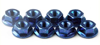 KYO1-N4045F-B Kyosho Blue Steel Flanged Nut M4x4.5mm - Package of 10