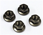 KYO1-N4045FA-GM Kyosho Gun Metal Aluminum Flanged Nylon Nut M4x4.5mm - Package of 4