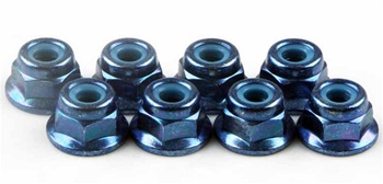 KYO1-N4056FN-B Kyosho Blue Steel flanged Nylon Nut M4x5.6mm - package of 5