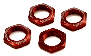 KYOIFW472R Kyosho Inferno Serrated Wheel Nuts Red- Package of 4