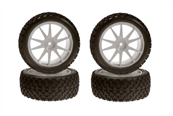 KYOIHTH03W Kyosho Mini Inferno Half 8 X-Pattern Tire and Wheel Set in White