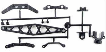 KYOLA212C Kyosho Plastic Parts Set - Chassis Stiffeners, Steering Plates, Battery Strap, Outfrive Clamp (ZX-5, SP, FS)
