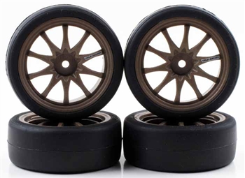 KYOR246-4122 Kyosho Pre-Mounted BS POTENZA HG & CE28N Tires on Bronze Wheels - Package of 4