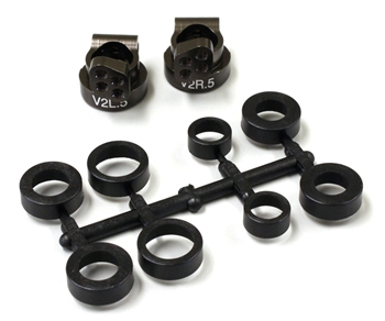 KYOUMW704-05 Kyosho Aluminum V2 Rear Hub Carriers 0.5 deg. for RB6, RB5, ZX5-FS and RT5 Gunmetal - Package of 2