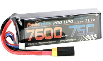 PHB3S760075CXT60APT 7600mAh 11.1V 3S 75C LiPo Battery with Hardwire XT60