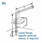 Wall to Floor Grab Bar - 30"(H) by 33"(V) with Loose Flange