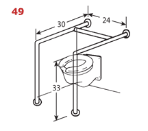 Wall to Floor Grab Bar - 2 bars with 24" crosspiece