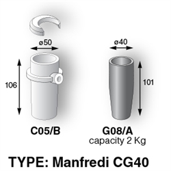Crucible CG40 For Manfredi (Graphite & Ceramic) C05/B - G08/A [2KG Capacity]