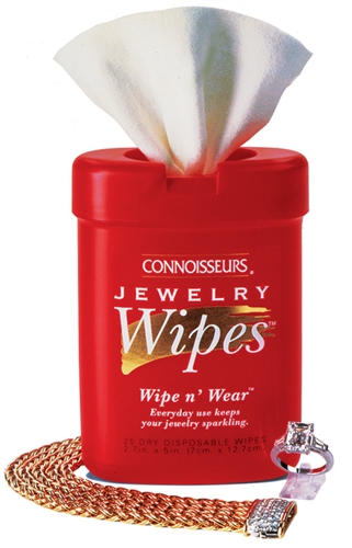 Connoisseurs Jewelry Cleaner Wipes 25 Wipe Dispenser