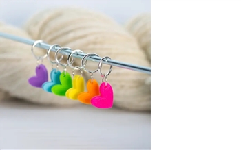 Blue Bird Makery:  Stitch Markers Neon Rainbow Hearts