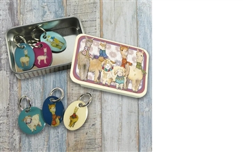 Alpacas & Friends Stitch Markers in Tin