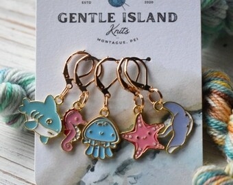 Gentle Island Knits Stitch Markers:  SSweet Ocean Animals