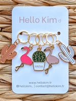 Hello Kim Stitch Markers: Cactus And Flamingos