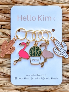 Hello Kim Stitch Markers: Cactus And Flamingos