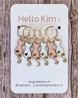 Hello Kim Stitch Markers: Heart Cats #2