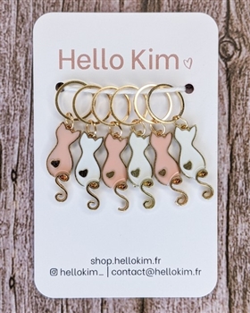 Hello Kim Stitch Markers: Heart Cats #2