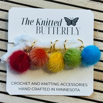 The Knitted Butterfly Stitch Markers:  Rainbow Truffula