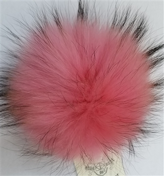 Raccoon Pom-Pom w/ Snap 069 Coral Pink w/ Black Tips