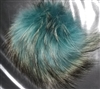 Raccoon Pom-Pom w/ Snap 103 Aqua w/ Black Tips
