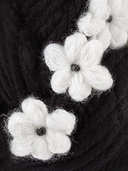 Poppy 03 Black w/ White Flowers