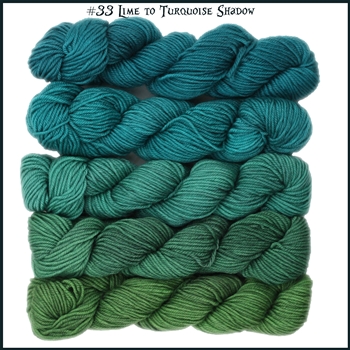 Mad Hatter Mini Skein Packs 33 Lime To Turquoise Shadow (pre-wound) (Final Sale)