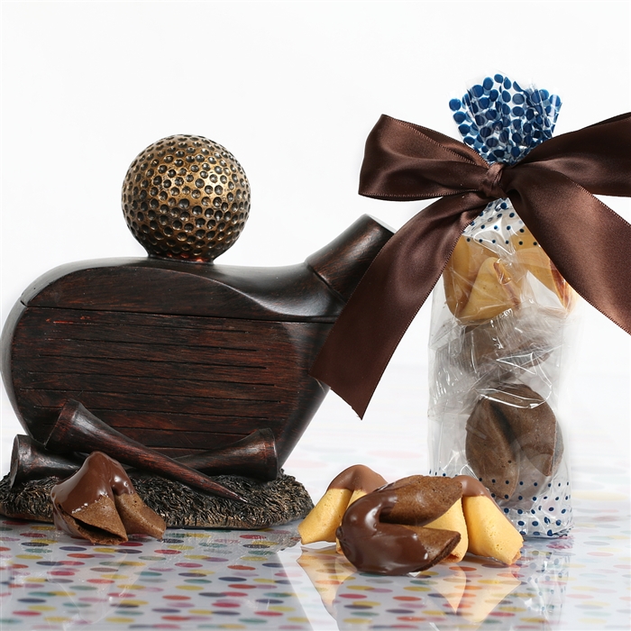This golf-themed gift box of chocolate covered and gourmet flavored fortune cookies is perfect for any dad!
