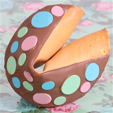 This amazing giant fortune cookie is perfect for any event or party favor. Our giant fortune cookies are always baked fresh right here in our bakery.