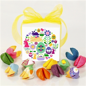 This Easter gift box of colored fortune cookies is perfect for your favorite easter bunny.