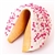 A beautiful gigantic fortune cookie chocolate covered and decorated for Valentine's Day or any day with pink and white hearts. Your fortune cookie message included!