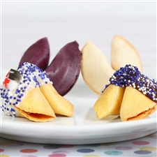 Choose your fortune cookie flavor, chocolate dipping and write your own custom forutnes.