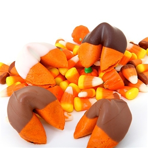 Pumpkin Pie Flavored Fortune Cookies are a perfect treat for the holiday and corporate gift season. Our chocolate covered fortune cookies are baked fresh with your custom sayings inside and are individually wrapped for freshness.