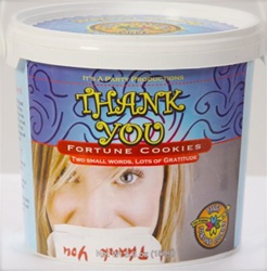 Great Big Thank You fortune cookie pail, the perfect gift to share your good fortune and express your gratitude. Filled with 25 gourmet fortune cookies bursting with thanks!