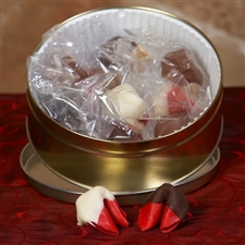 Unique fortune cookie gift, chocolate covered cherry fortune cookies in a keepsake gift tin.