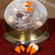 Chocolate covered fortune cookies in the bestselling orange flavor!