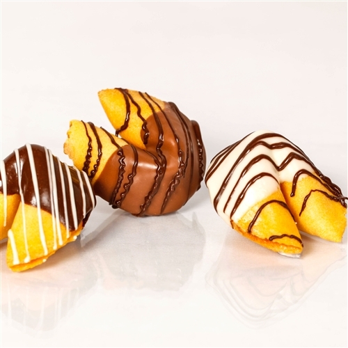 Traditional fortune cookies made with real vanilla! Your custom fortune cookies are baked fresh and individually wrapped for the ultimate in fresh.