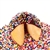 Custom fortune cookies in traditional vanilla flavor hand-dipped in your choice of milk, white or dark chocolate. Each fortune cookie is sprinkled with Rainbow sprinkles.