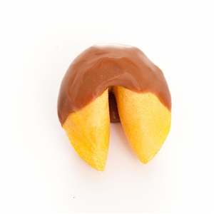 Traditional Vanilla Fortune Cookies Dipped in Caramel.