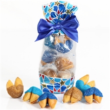 A classy french cello bag in coffee tones encloses a half dozen of our cappuccino fortune cookies. Each one hand dipped in Belgian chocolates.