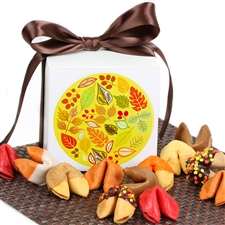 Bring in the autumn with with this warm gift box of one dozen fortune cookies. Each fortune cookie contains a message of good luck and thankfulness.