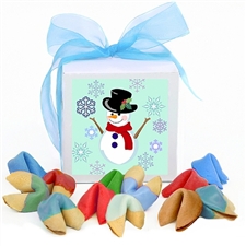 Mint and cherry flavored fortune cookies dipped in assorted chocolates with Christmas sprinkles.