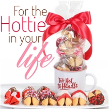 This mug of a dozen chocolate covered fortune cookies is the perfect Valentine's day gift for your sweetheart.