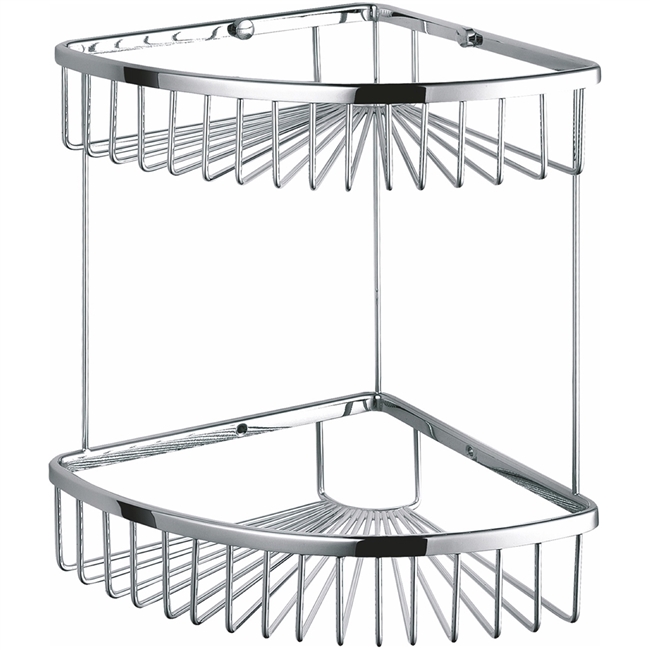 Kube Double Tier Corner Wire Basket - Chrome
